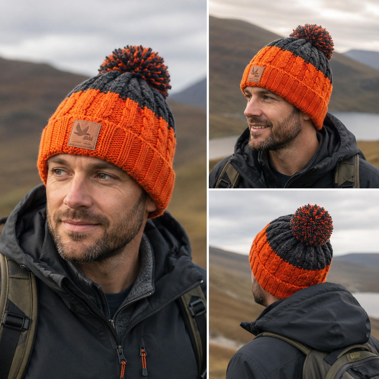 ModCloth Give Em Pumpkin to Talk About Beanie Hat Fair Isle Pom Hat Blue Orange Crochet Pumpkin Patch Hat - Daisy Farm Crafts main image 3